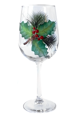 Holly Days Wine Glass
