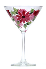 Deep Pink Daisies Martini Glass