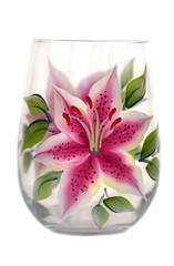 Stargazer Lilies Stemless Wine Glass