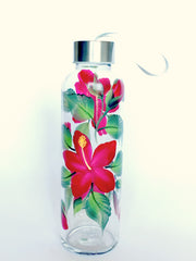 Red Hibiscus Water Bottle