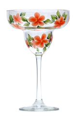 Coral Forget-Me-Nots Margarita Glass