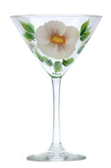 White Beach Roses Martini Glass