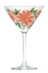 Coral Daisies Martini Glass