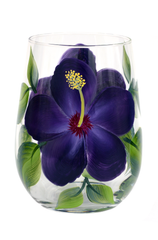 Purple Hibiscus Stemless Wine Glass