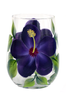 Purple Hibiscus Stemless Wine Glass - Wineflowers
