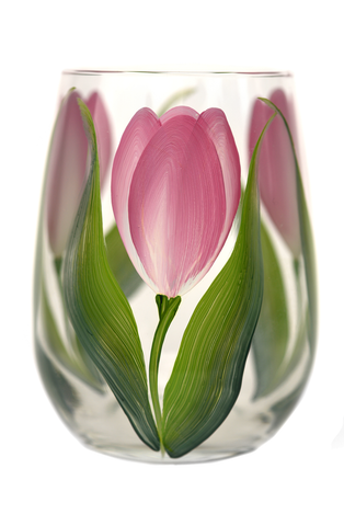 Discover Elegance: Tulipan Petal Wine Glasses in Stunning Pink and Green