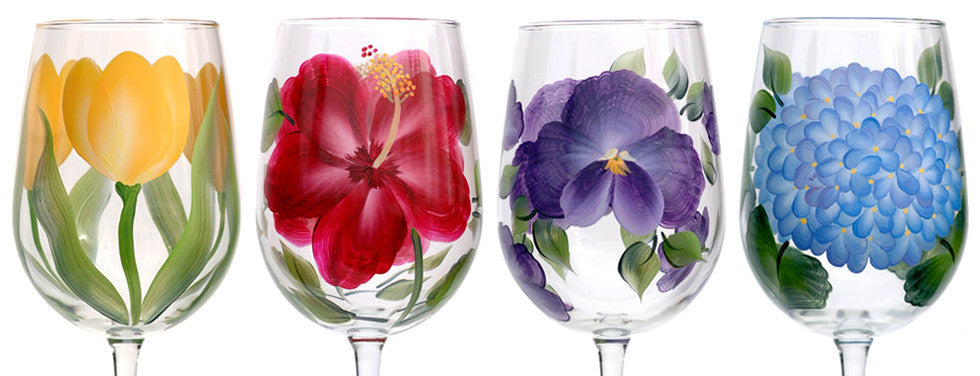 PEACOCK FEATHER WINE GLASS – www.thepaintedflower